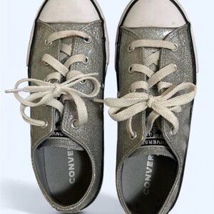 Converse Kids Silver Glitter Low Top Sneakers